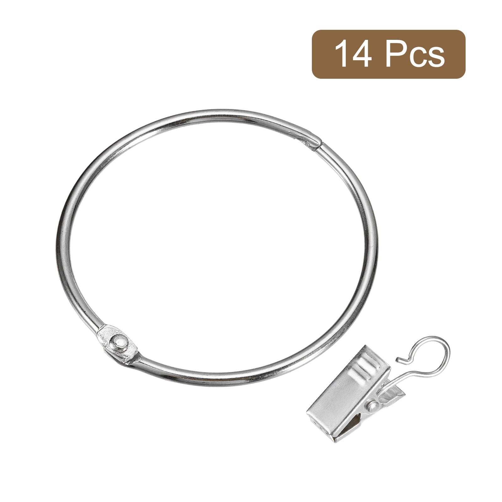 14pcs Curtain Rings with Clips 2 Inch Curtain Clip Rings Hooks Silver gallery
