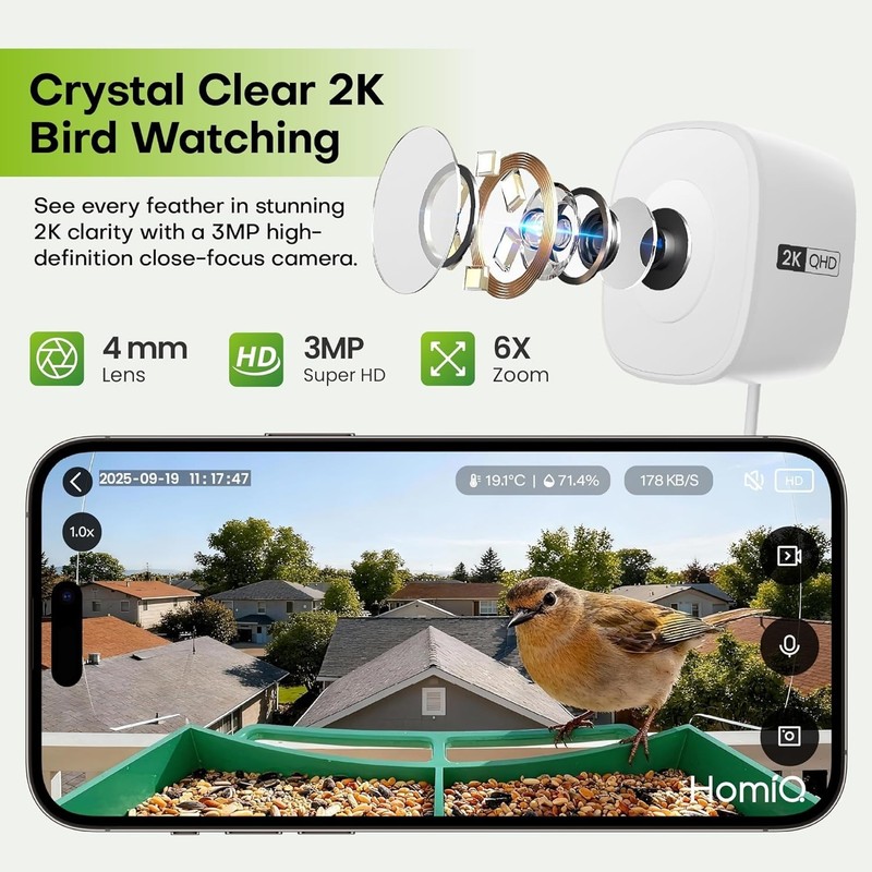 Interactive Smart Bird Feeder with AI Recognition & Durable Construction - 2K HD gallery