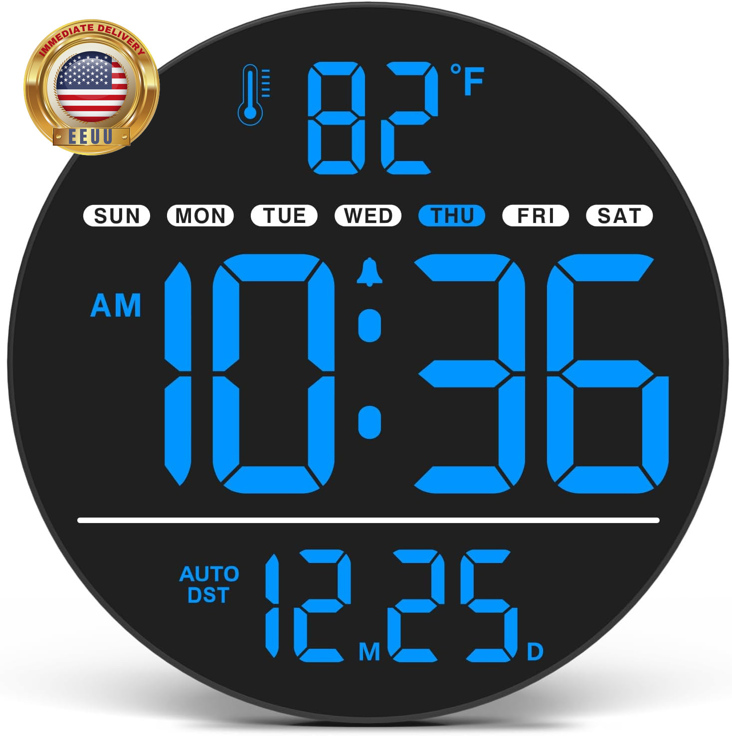 Large Digital Wall Clock with LED Display, Electric Wall Clock with Temperature, gallery