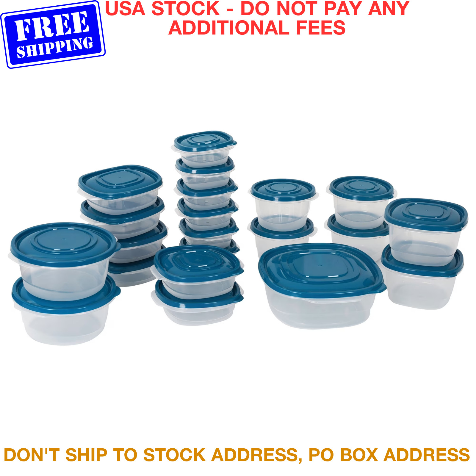 Plastic Food Storage Containers 42 Pack Meal Prep Box Stacking Lunch Bowl Teal gallery