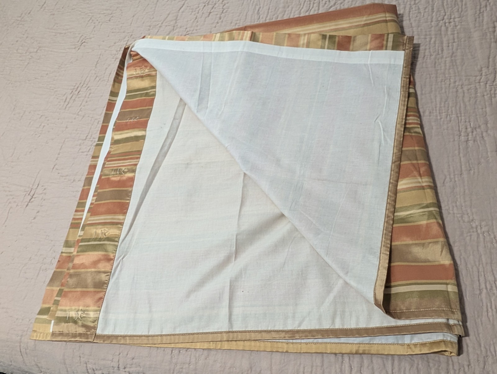 2 pc Pottery Barn Silk Drapery Panels Curtain Striped Terracotta Lined 50X96" gallery