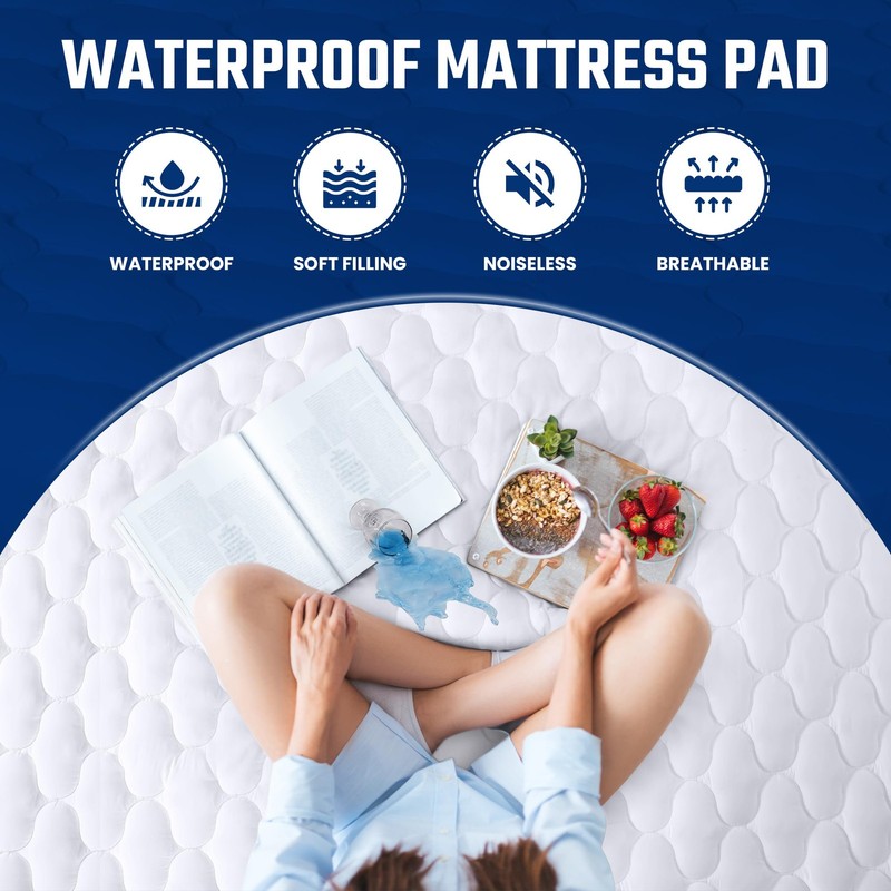 Utopia Bedding Waterproof Mattress Protector, Full Mattress Pad, Noiseless... gallery