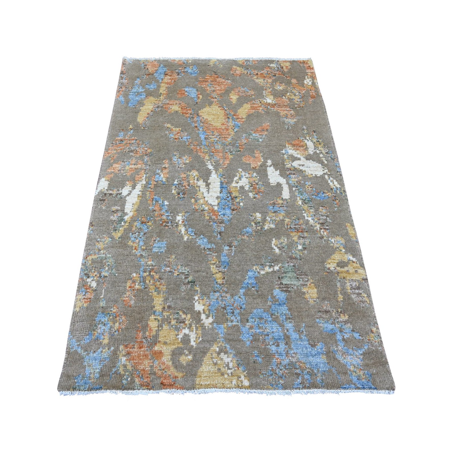 3'8"x5'10" Brown Whimsical Collection Modern Design Hand Knotted Wool Rug 21088 gallery