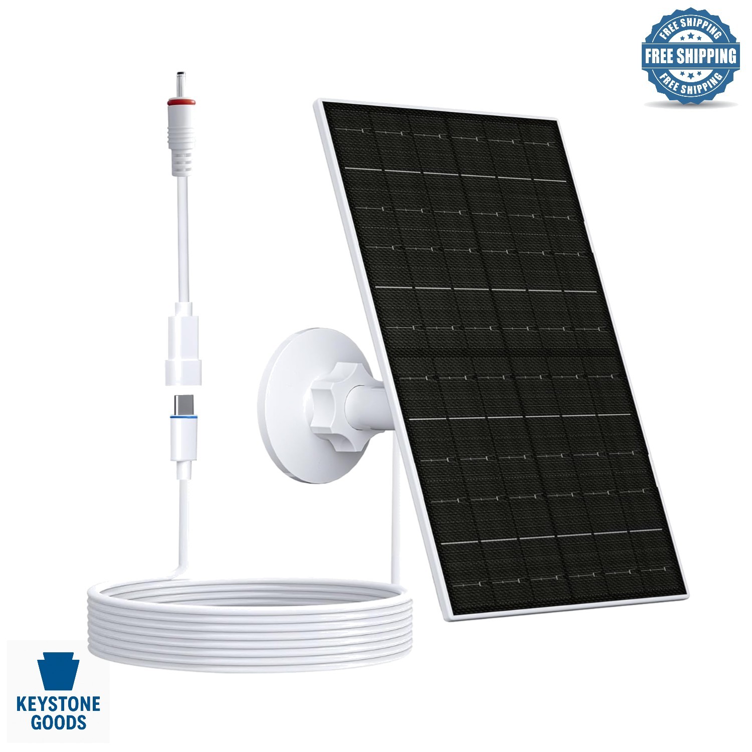 7W Solar Panel for Ring Cameras - Waterproof, Adjustable Mount, USB-C Charging gallery