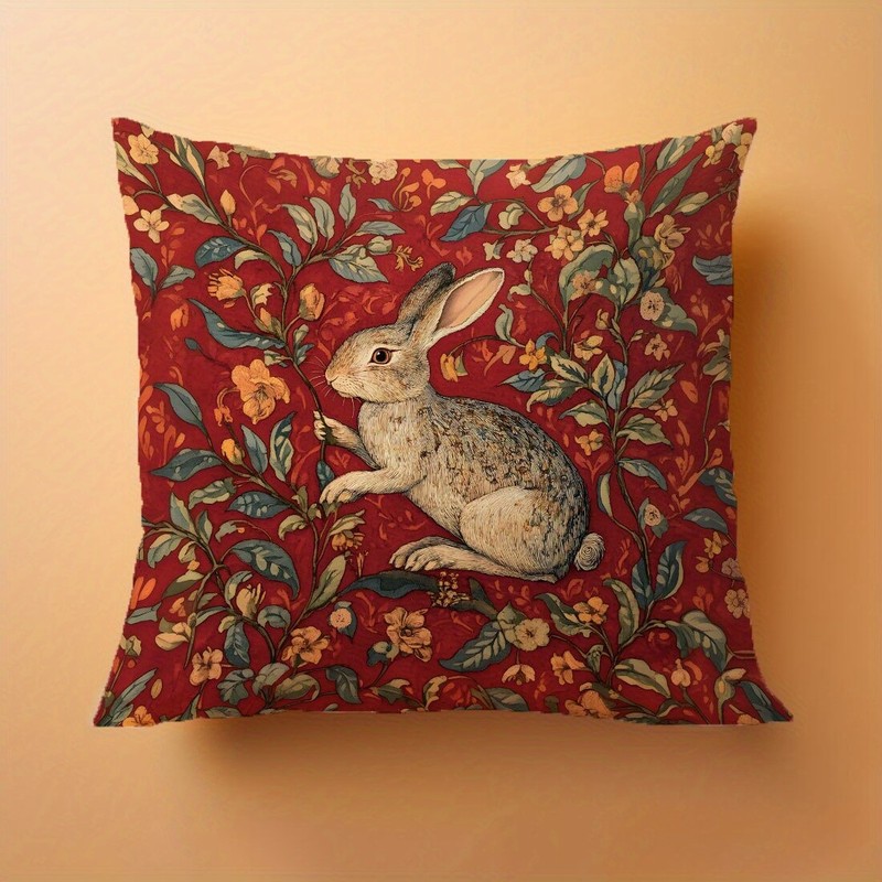 1 Piece Vintage Red Rabbit Easter Pillow Cover Holiday Sofa Decoration gallery