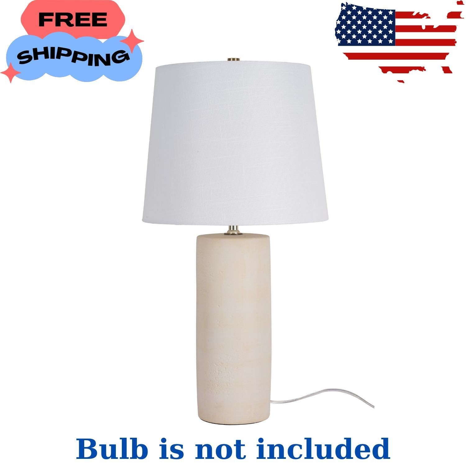 23"H Natural Stone Look Ceramic Table Lamp with Tapered White Linen Shade gallery