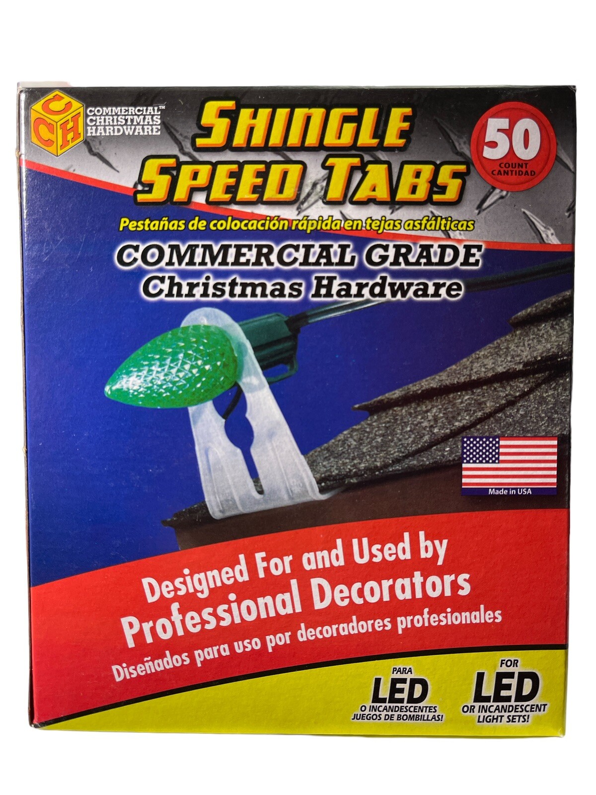100 Adams Commercial Grade Speed Shingle Tabs for Christmas Lights - NIB gallery