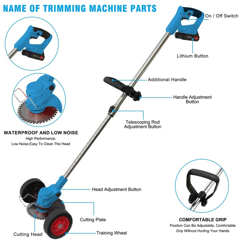 24V Cordless String Trimmer Weed Eater Electric Lawn Edger Grass Brush Cutter US gallery