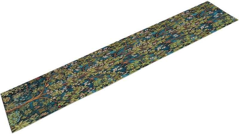 William Morris Floral Table Runner, Vintage Green Botanical Printed Table Runner gallery