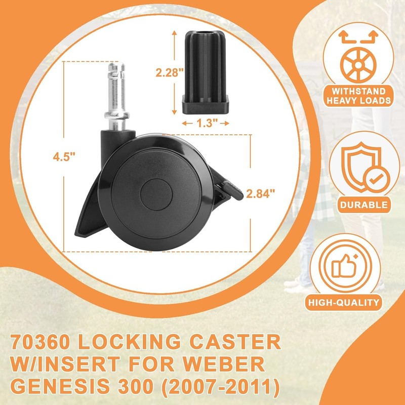 70360 Locking Caster w/Insert for Weber Genesis 300 Grill Parts Genesis E310 gallery