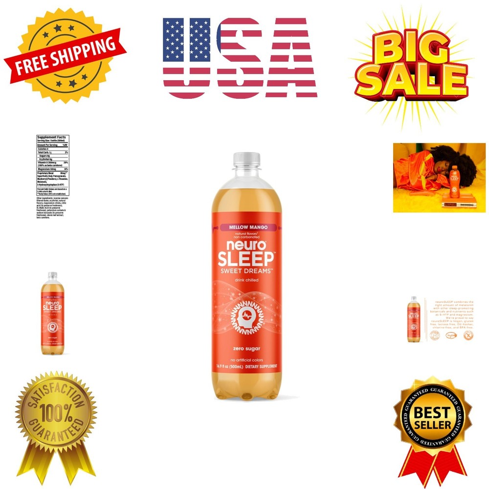 SLEEP, Mellow Mango, Functional Beverage for Restful Sleep, Non-Carbonated, 1...