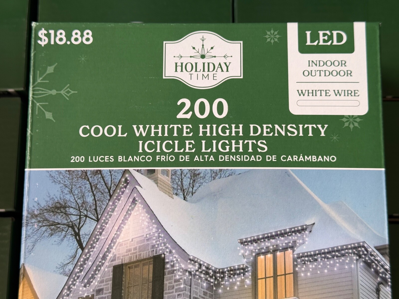 Holiday Time 200-Count Cool White LED High-Density Icicle Lights white wire gallery
