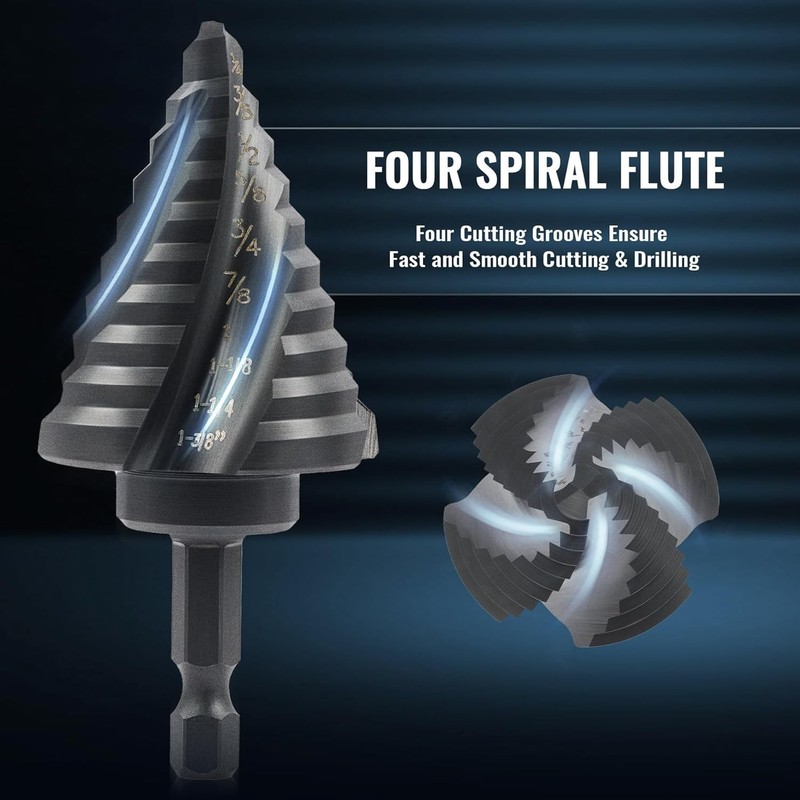 Step Drill Bit Set 5PCS Titanium Coated HSS Metal Plastic Wood Flute Bits gallery