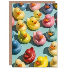 Rubber Ducks Ducky Colourful Pattern Modern Birthday Greeting Card
