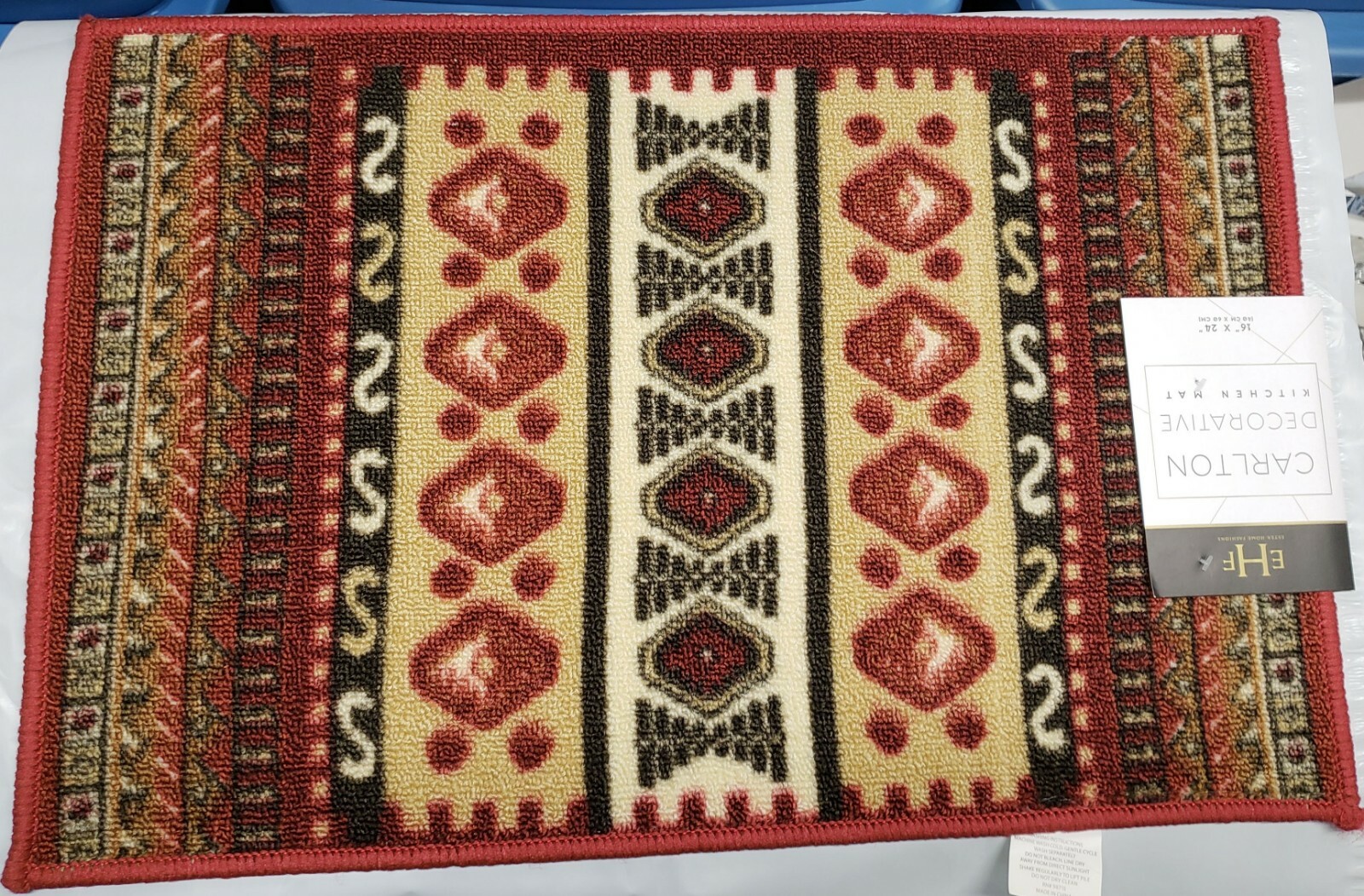 PRINTED NYLON KITCHEN RUG (nonskid latex back)(16"x24") rec, UNIQUE PATTERN, EHF gallery