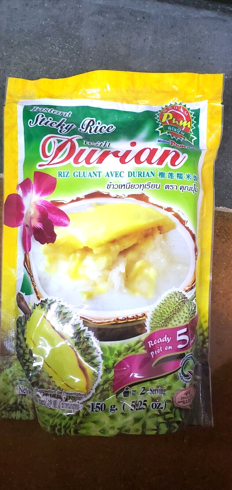 2 PACK INSTANT STICKY RICE WITH DURIAN READY IN 5 MINUTES gallery