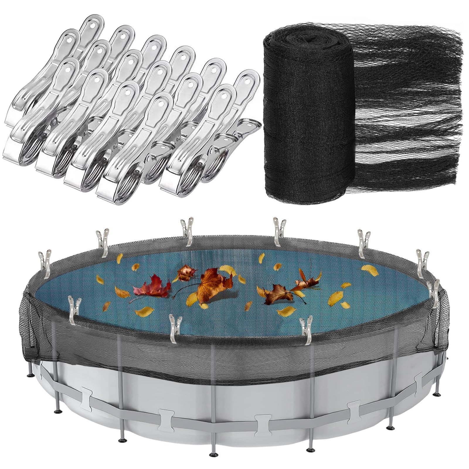 24 Feet Round Leaf Net Cover for Above Ground Pool, Winter Cover Mesh Cover w... gallery