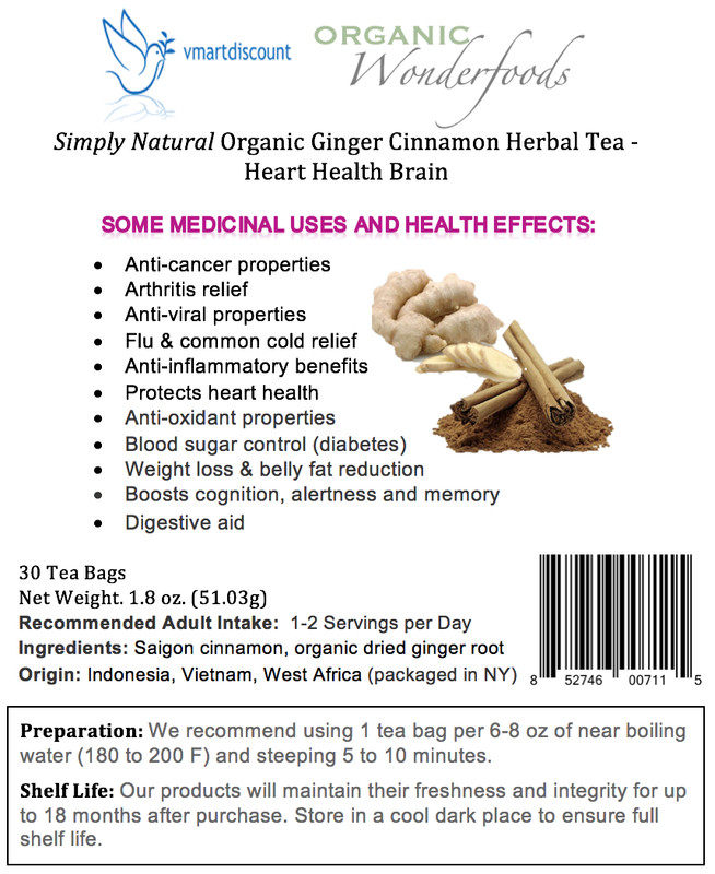 Ginger Cinnamon Herbal Tea (Te de Jengibre y Canela) 30 Tea Bags, Heart Health gallery