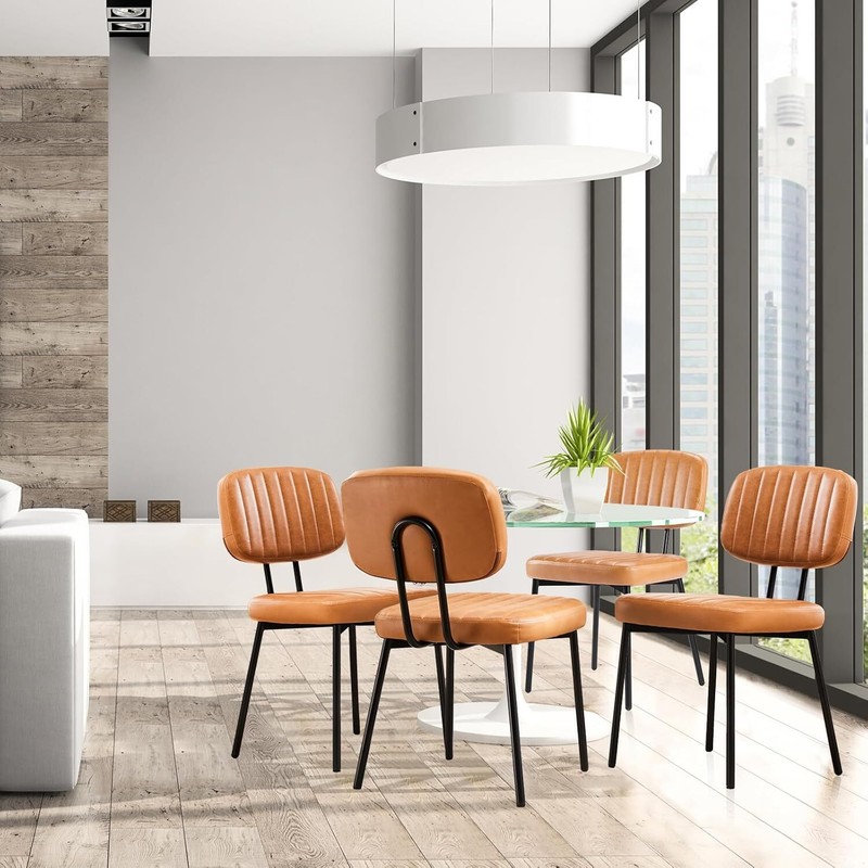 2 Pcs Upholstered Dining Chairs Leather Mid Century Modern Home Kitchen Chair gallery