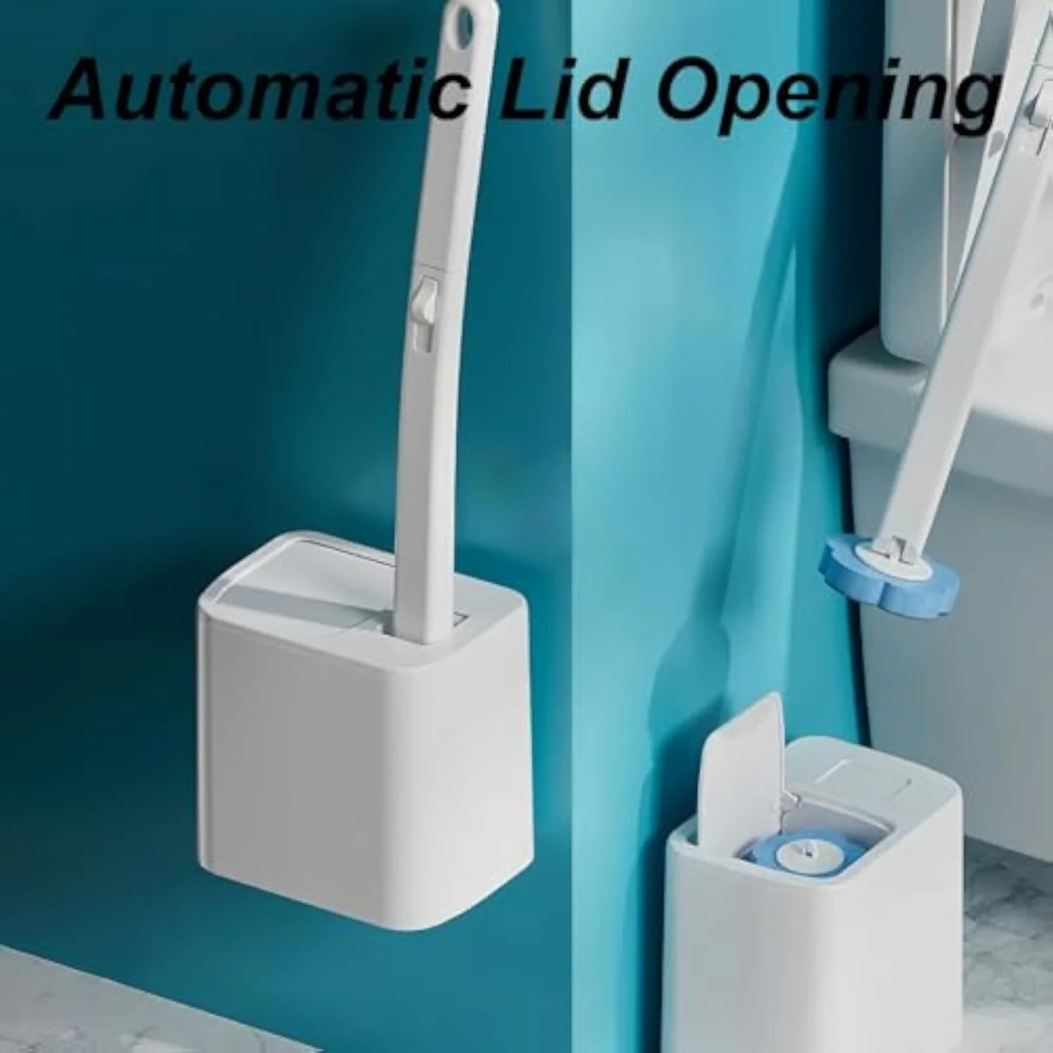 Disposable Toilet Brush With 24 Replacement Heads & 1 Storage Barrel(White) gallery