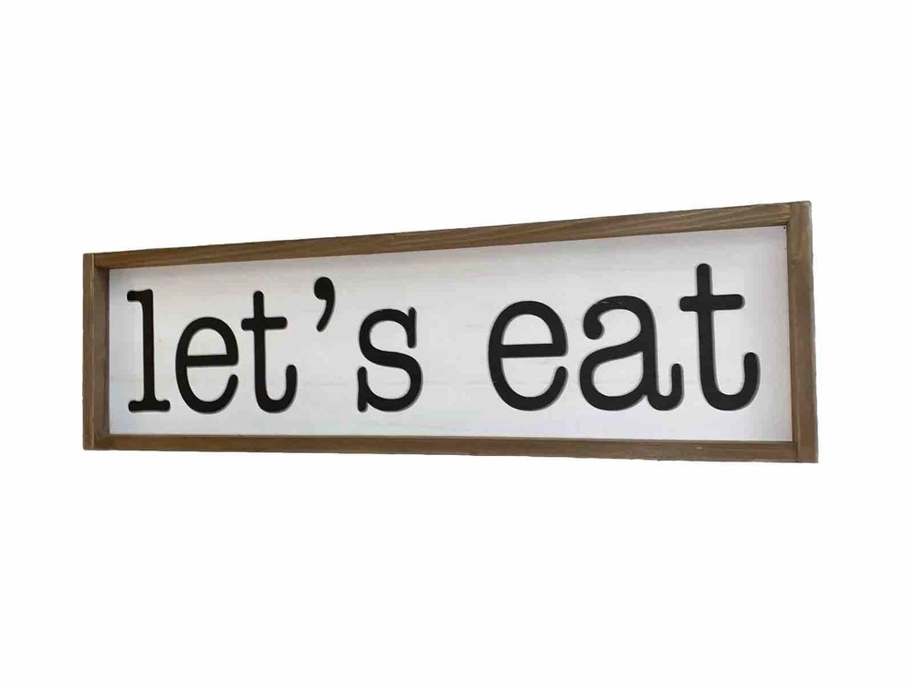 Hobby Lobby Rectangle Shape Kitchen Decor Wall Decor “ Let’s Eat” 27.76x8.19