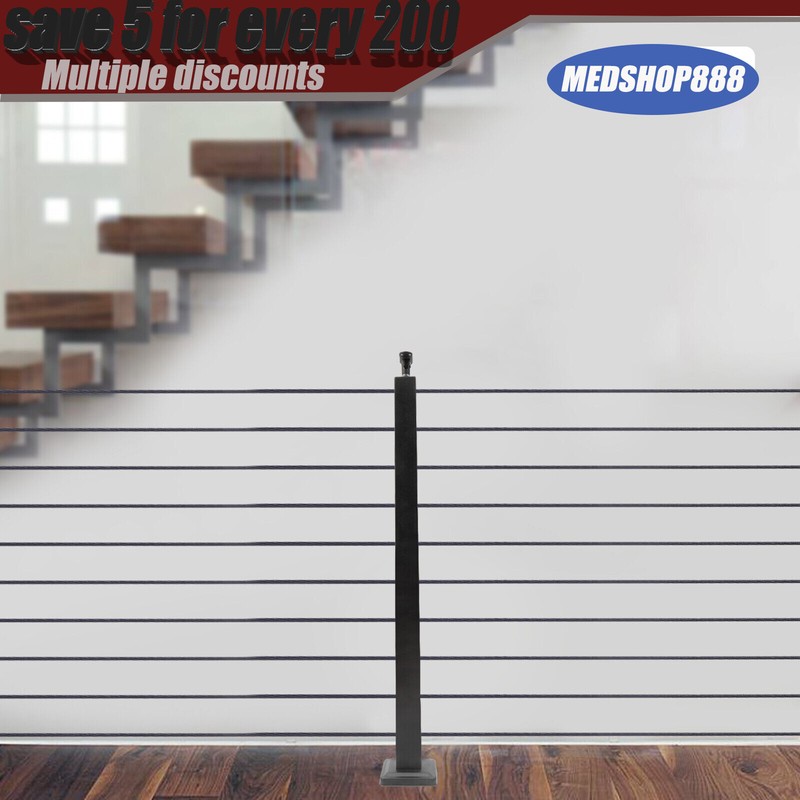 4PCS Cable Railing Posts Corner Post 36"x2"x2" Stainless Steel Pre-drilled Posts gallery