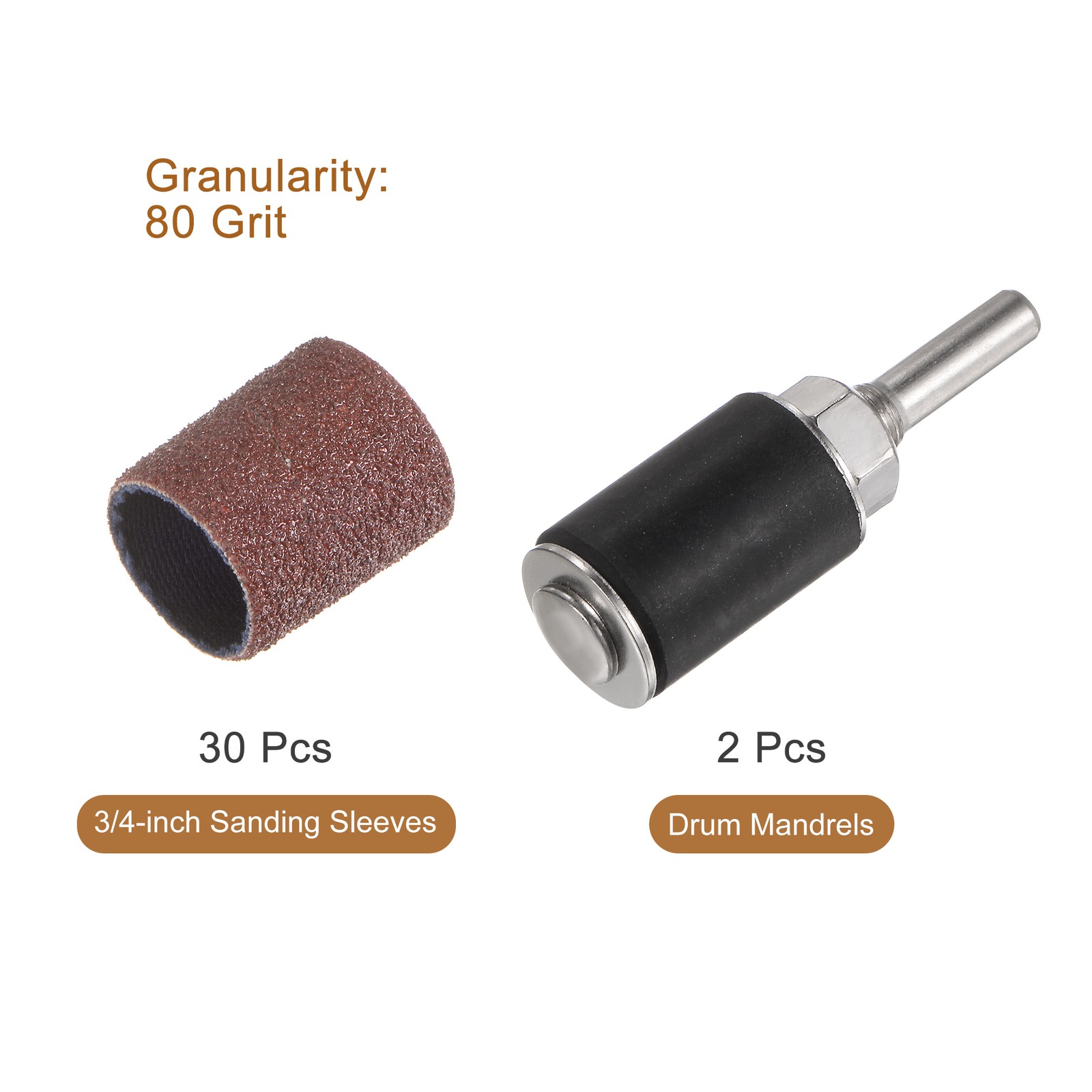 30pack 3/4 Inch Sanding Sleeves Set 80 Grit with 2Pcs 0.24 Inch Mandrels gallery