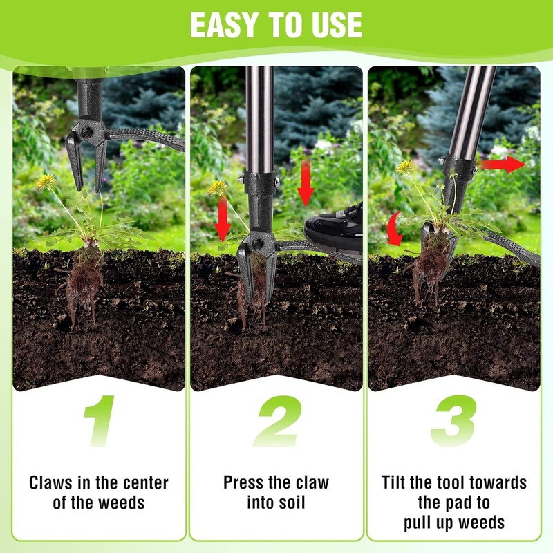 WORKPRO 44" Stand Up Weeder Puller w/Long Handle 4 Claw Garden Root Remover Tool gallery