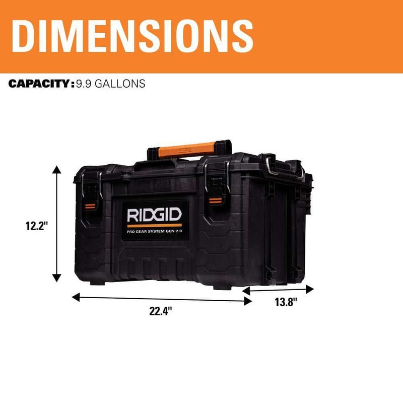 RIDGID Modular Tool Box Storage 2.0 Pro Gear System 22 in Black Water Dust Seal gallery