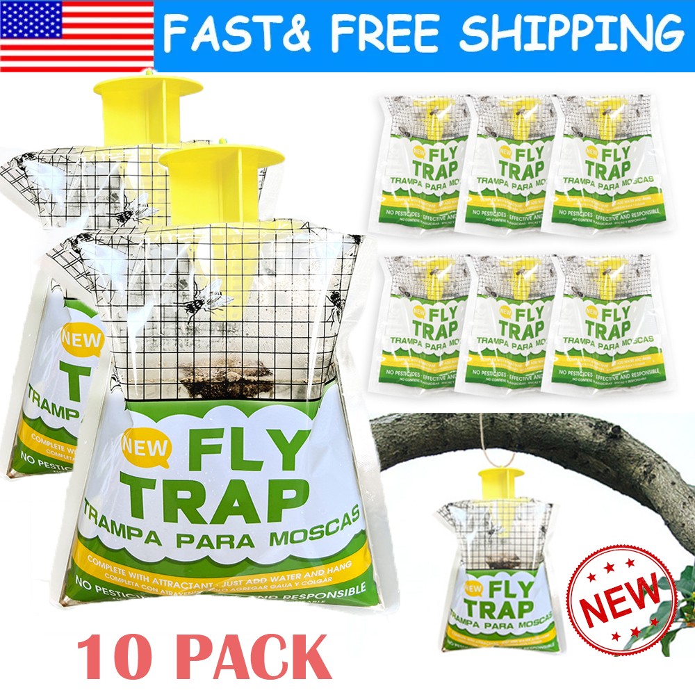 10x Disposable Outdoor Fly Trap Catcher Bag Hanging Insect Barn Pest Control gallery