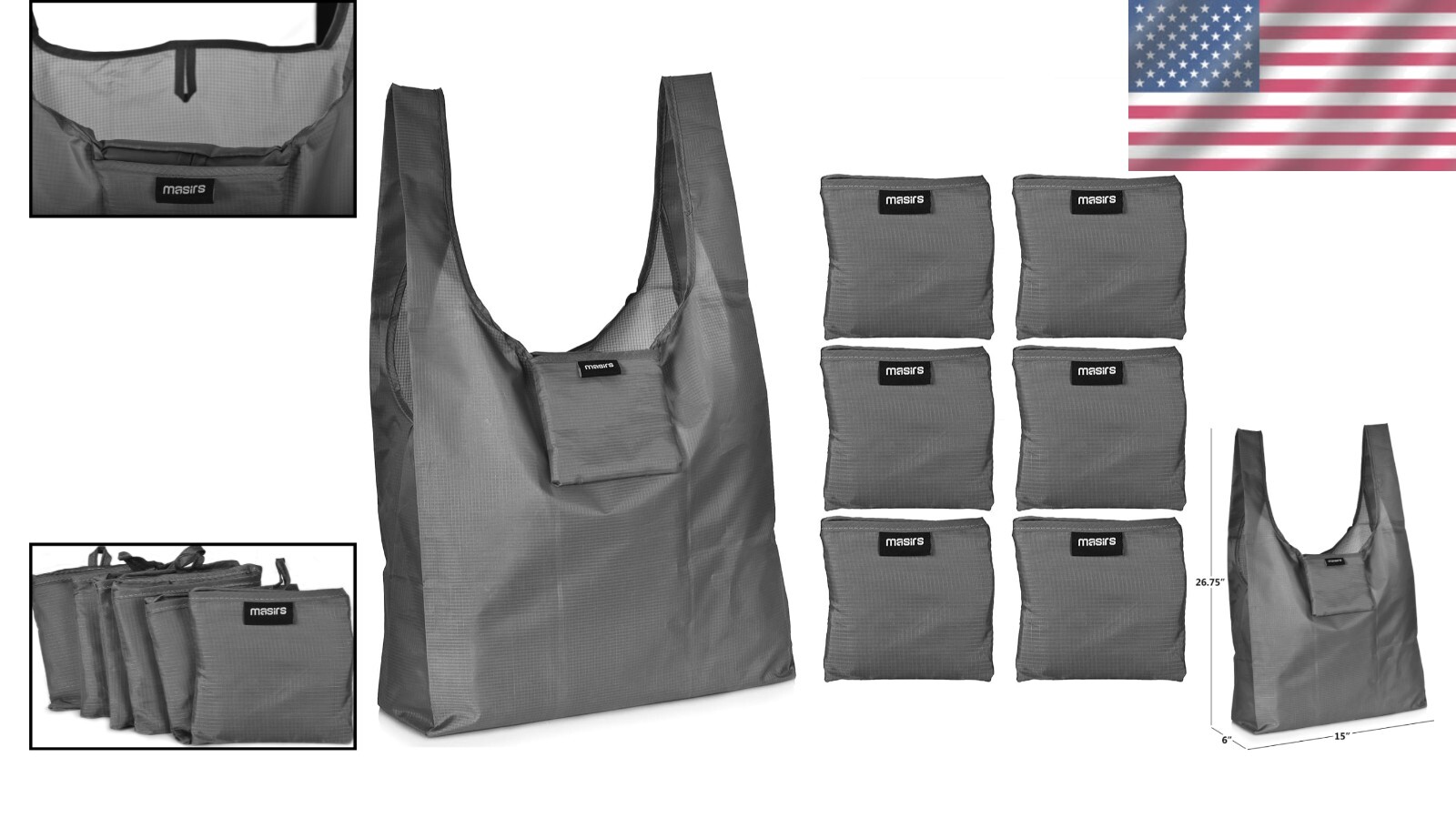 6-Pack Collapsible Grocery Bags - Sturdy, Washable, and Eco-Friendly Design gallery