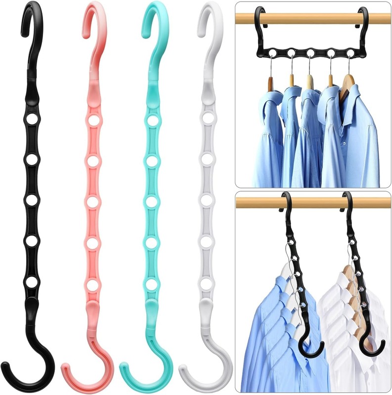 Space-Saving Magic Clothes Hangers - 360° Swivel Hooks, 4 Pack for 20 Clothes gallery
