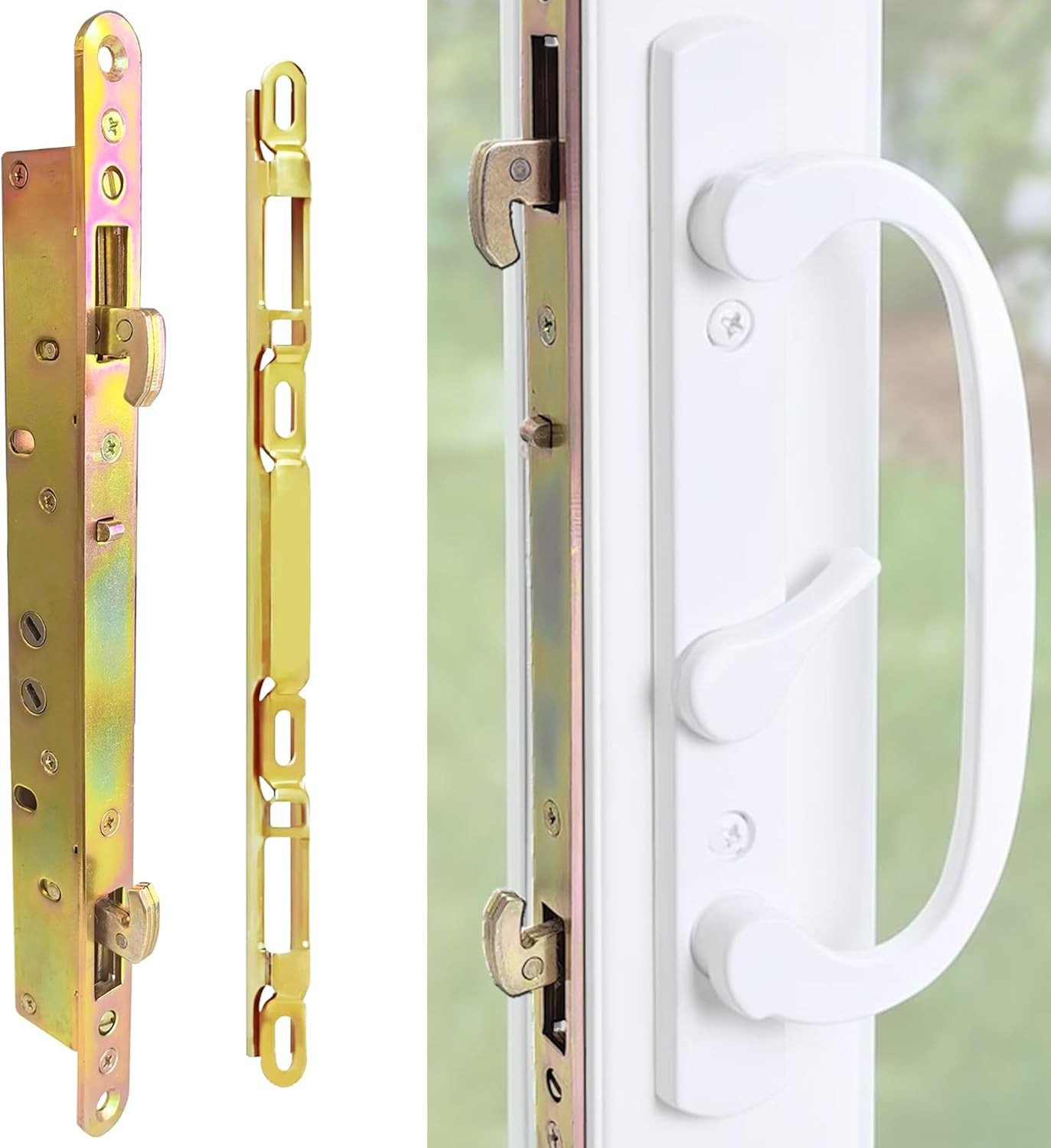 Keyed Sliding Patio Glass Door Handle Set with 11-3/4" 2 Point Mortise Lock gallery