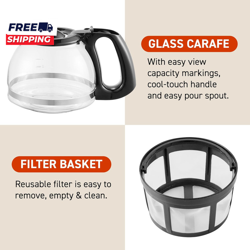 EHC4128 Automatic 4-Cup Brew & Drip Coffee Maker with Pause N Serve, Glass Caraf gallery