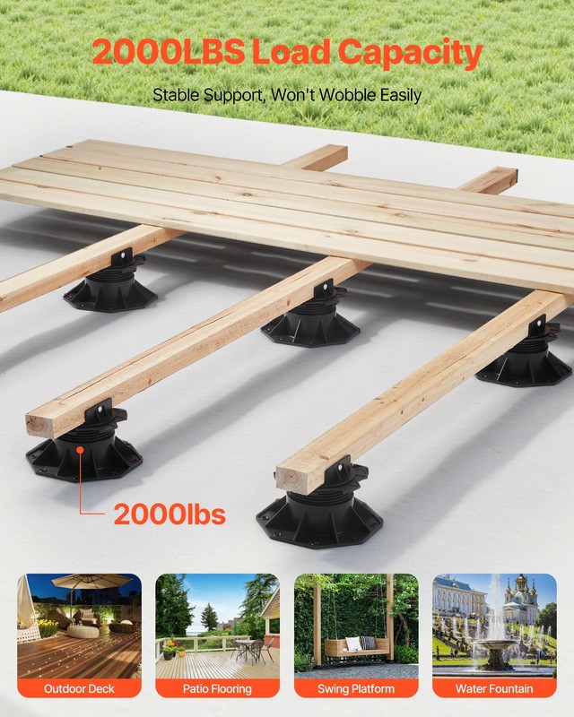 VEVOR 24 Pack Deck Support Pedestal Deck Foundation Base Adjustable 2.36"-5.31" gallery