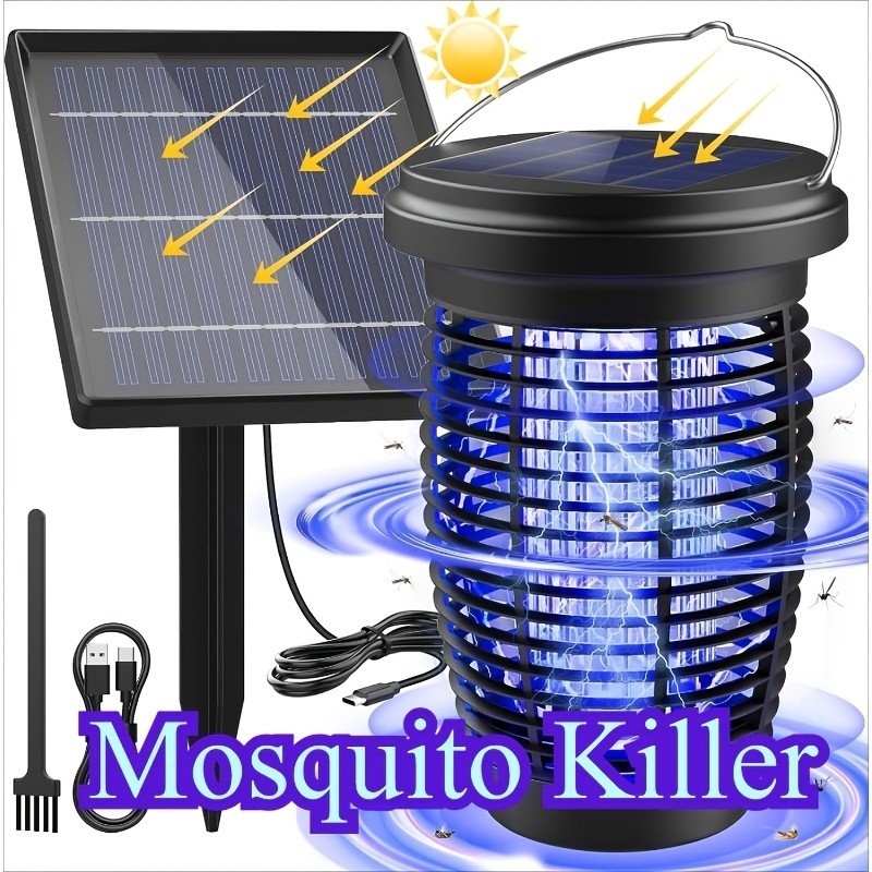 Solar Bug Zapper Outdoor, Waterproof Mosquito Zapper Outdoor Solar Powered 4500V gallery