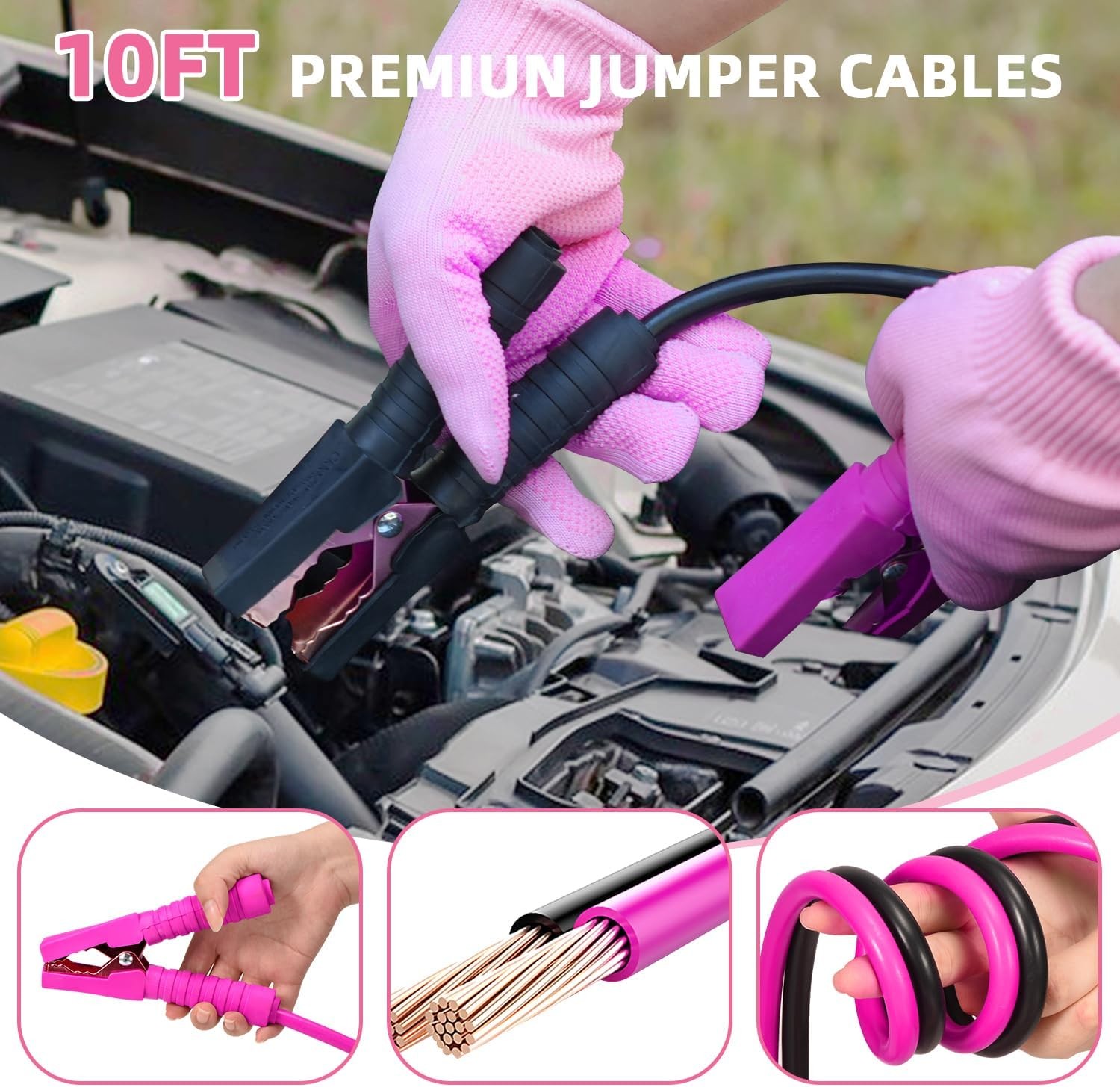 Roadside Emergency Car Kit for Vehicles, Pink Car First Aid Kit Emergency Kit wi gallery
