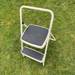 Cosco 2-Step Folding Steel Frame Step Stool Household White Black Slip-Resistant