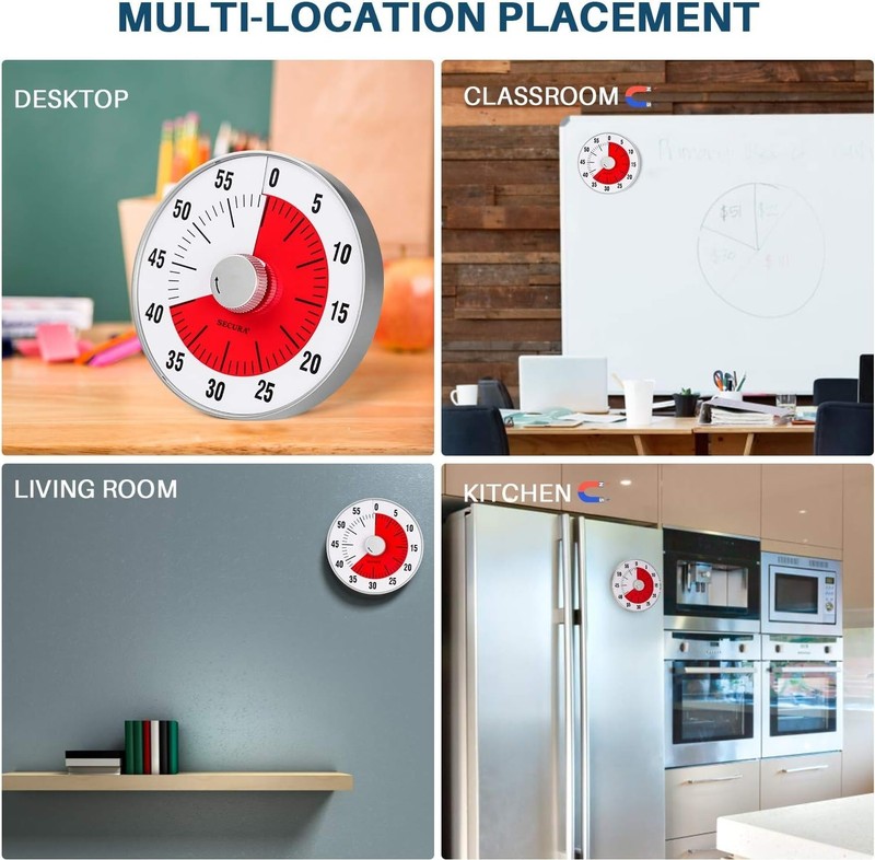 Secura 7.5-inch Visual Countdown 60-Minute Kitchen Timer, Time Management, NEW gallery