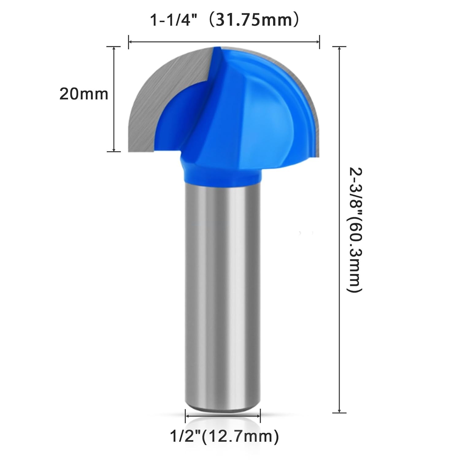 ASNOMY 1-1/4" Cutting Diameter Core Box Router Bit, 1/2 Inch 1.25 inches gallery