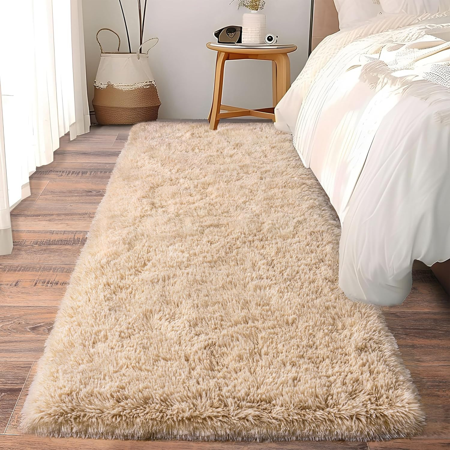 2x6 Beige Shag Runner Rug Soft Plush Non Slip Hallway Carpet gallery
