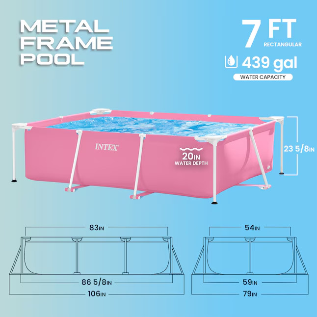 Intex Rectangular Frame Pool 7ft x 2ft Above Ground Metal Frame Pool New gallery