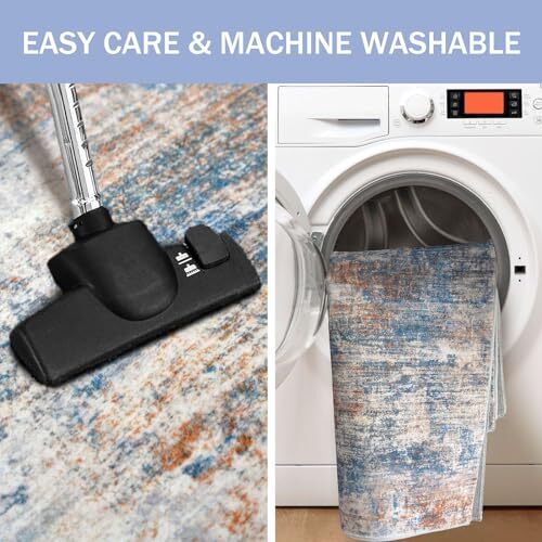 Abstract Area Rug 3x5 Ft Washable Rugs for 3' x 5' (36"x60") Blue/Brown gallery
