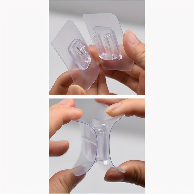 Clear Double-Sided Adhesive Wall Hooks,No-Drill Suction Cup for Bathroom Kitchen gallery