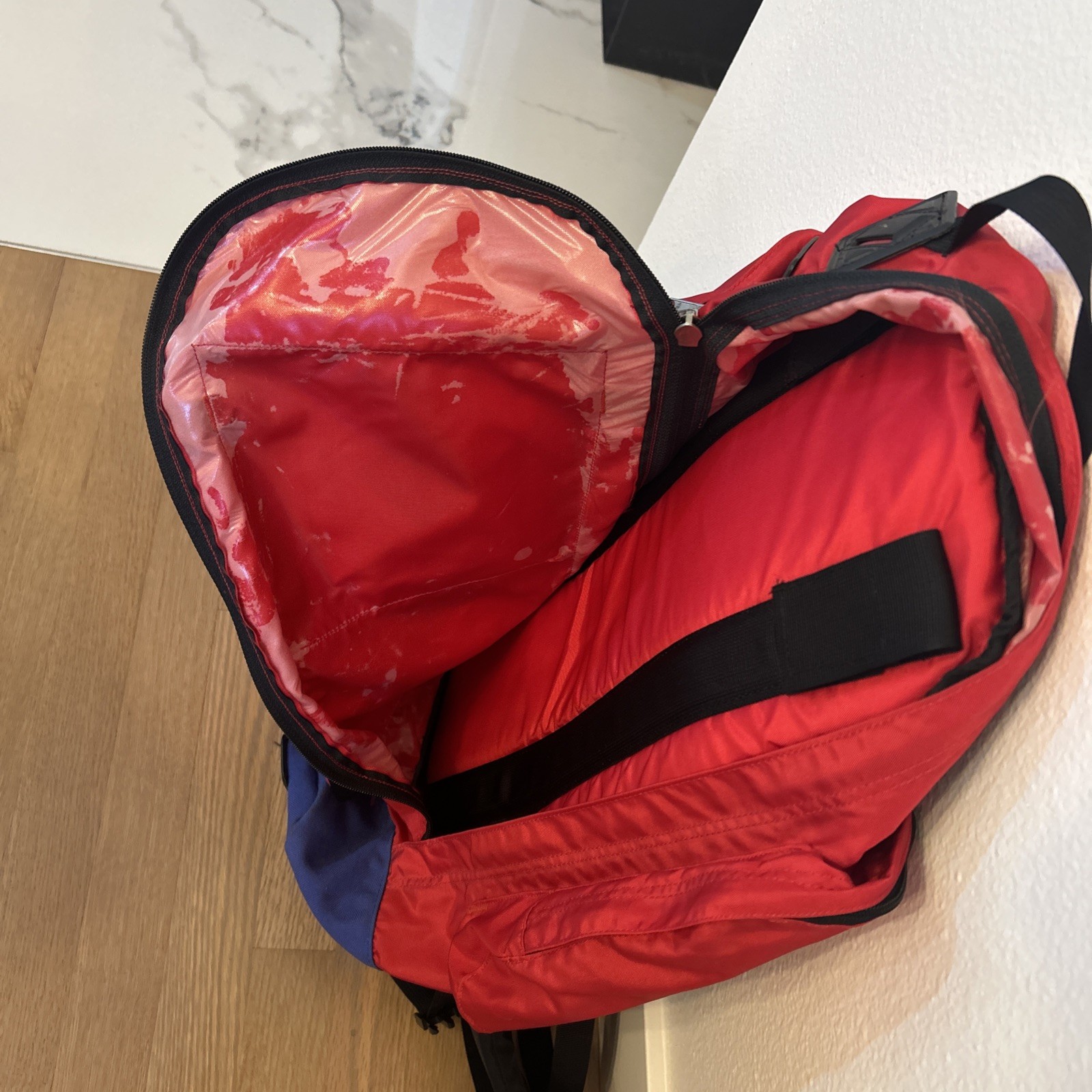 Vtg Kelty Redwing RG Internal Frame Soft Pack Backpack Red Blue Hiking Camping 5