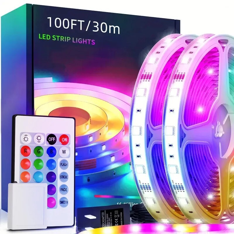 100 Ft LED Strip Lights, Smart Light with App Remote Control, RGB LED 1ROLL100ft