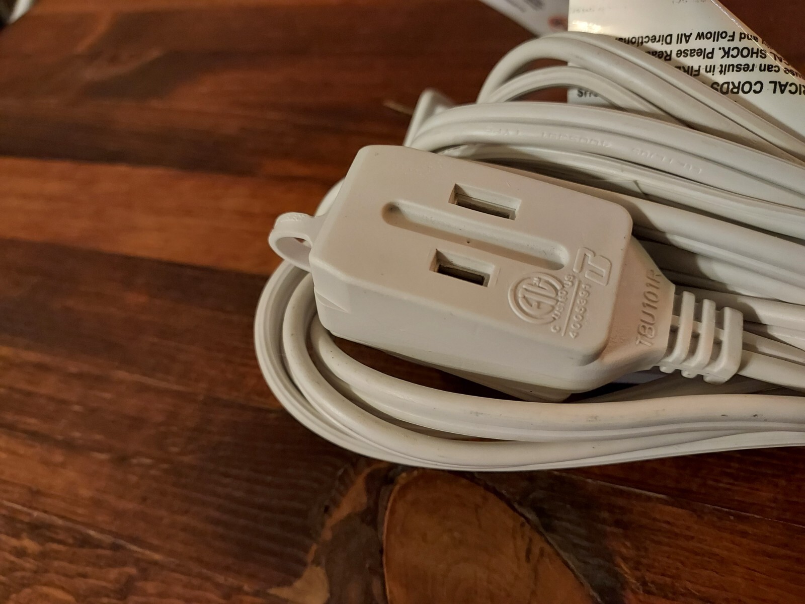 15 Ft. Intertek White 3-Outlet Extension Cord w/ Safety Cover- 125V 13A 1625W gallery