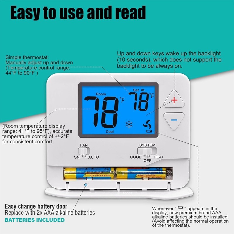 Digital Wall Electronic Non Programmable Single Thermostat 701 Heat / Cool gallery