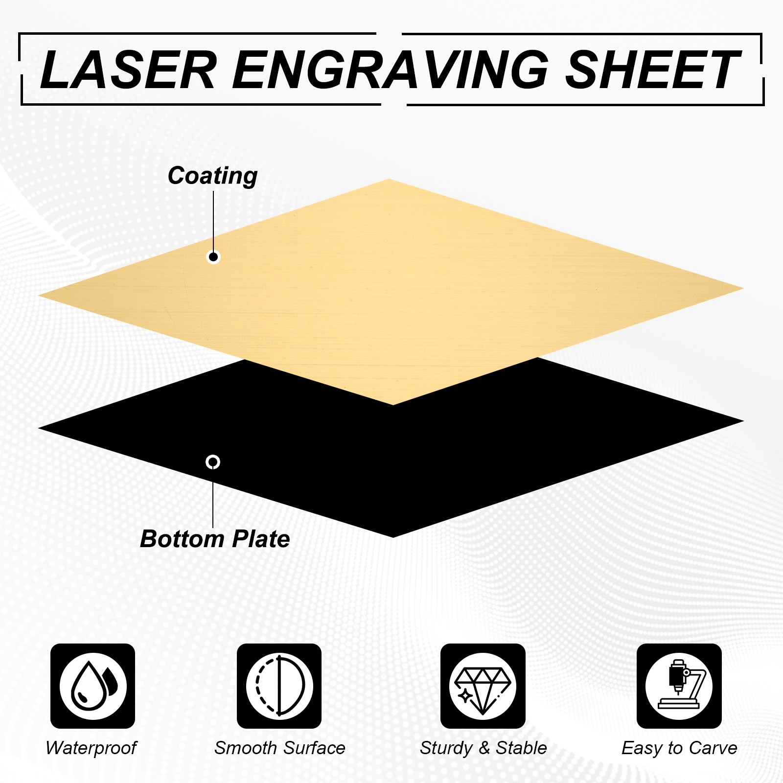 2Pcs 11.8x7.9" Double Color ABS Laser Engraving Sheet, Brushed Gold/Black gallery