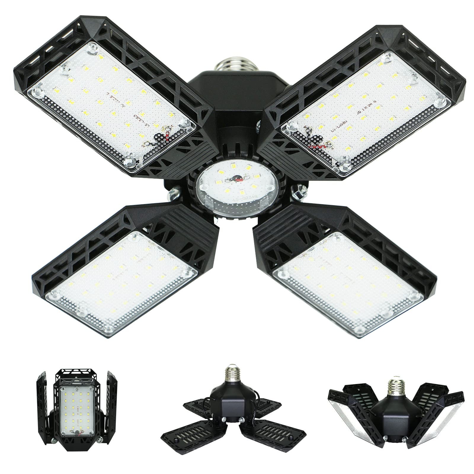 150W LED Garage Light Deformable Ceiling Lamp 15000LM with 4 Adjustable Panels gallery